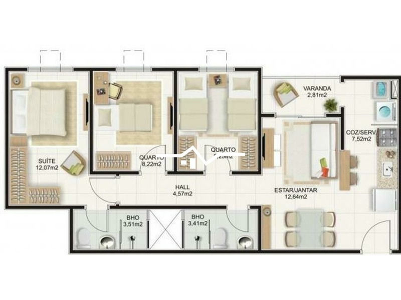 Apartamento à venda com 2 quartos, 63m² - Foto 5