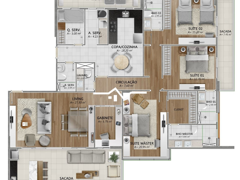 Apartamento à venda com 4 quartos, 218m² - Foto 21